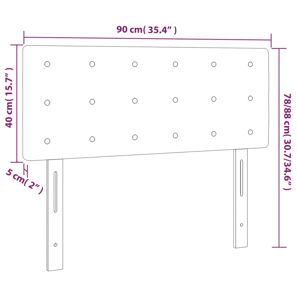 sengegavl med LED-lys 90x5x78/88 cm kunstlæder cappuccinofarvet