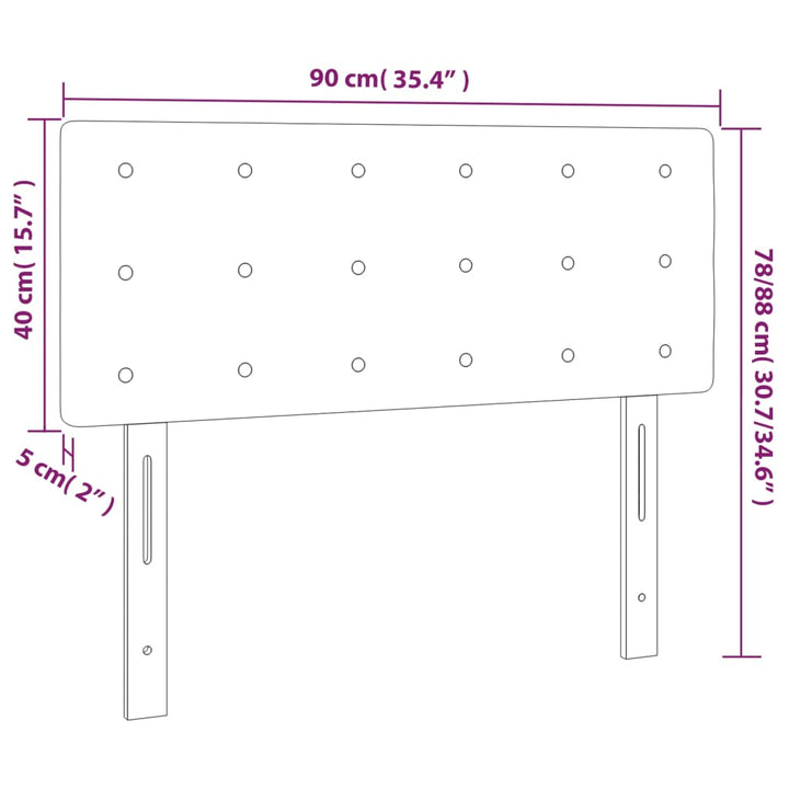 sengegavl med LED-lys 90x5x78/88 cm kunstlæder cappuccinofarvet