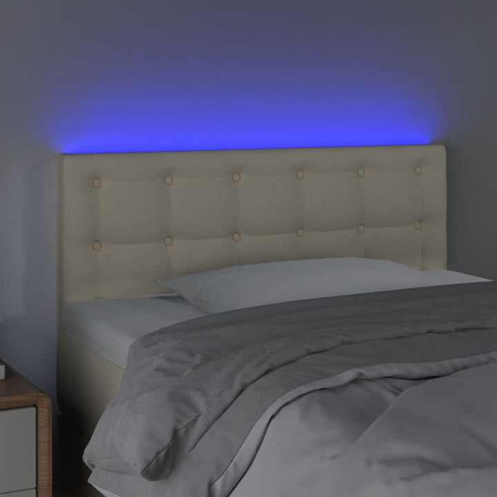 sengegavl med LED-lys 100x5x78/88 cm kunstlæder cremefarvet