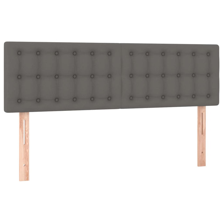 sengegavl med LED-lys 144x5x78/88 cm kunstlæder grå