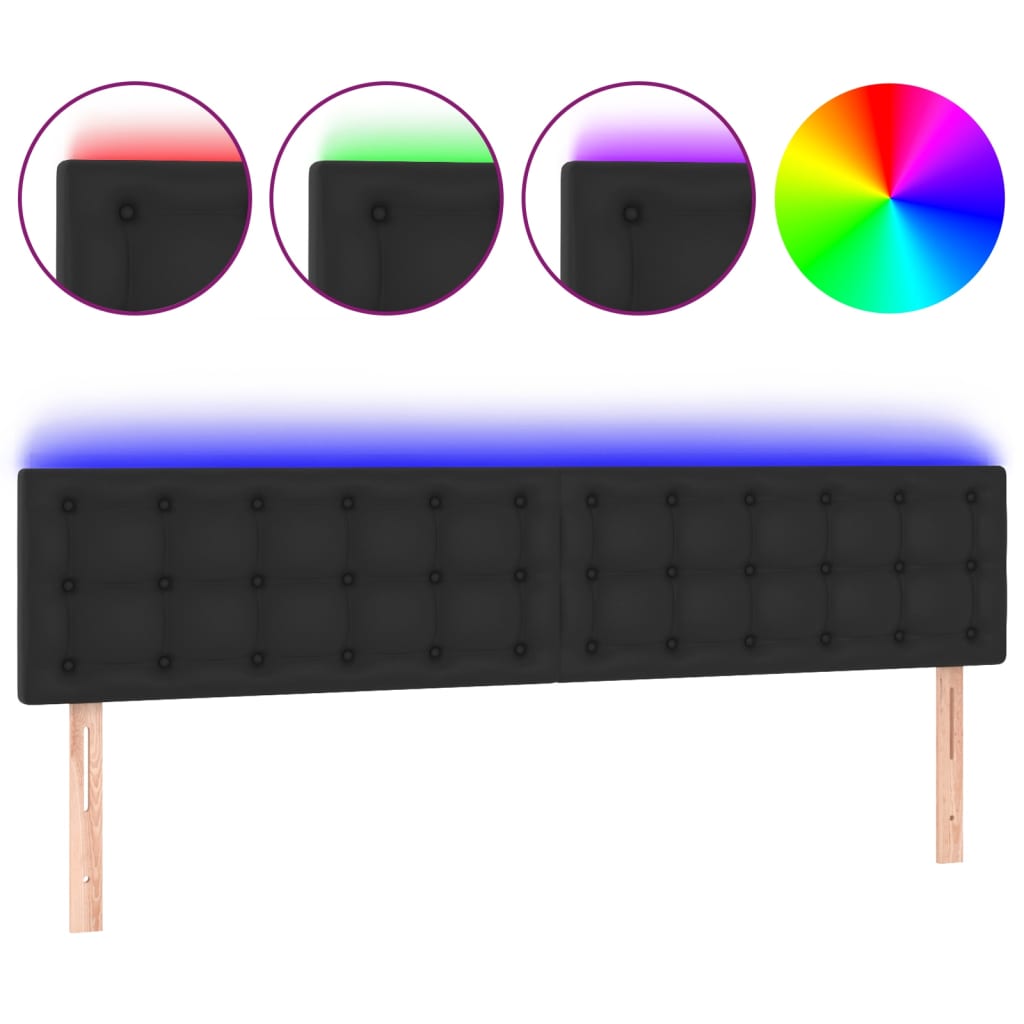 sengegavl med LED-lys 160x5x78/88 cm kunstlæder sort