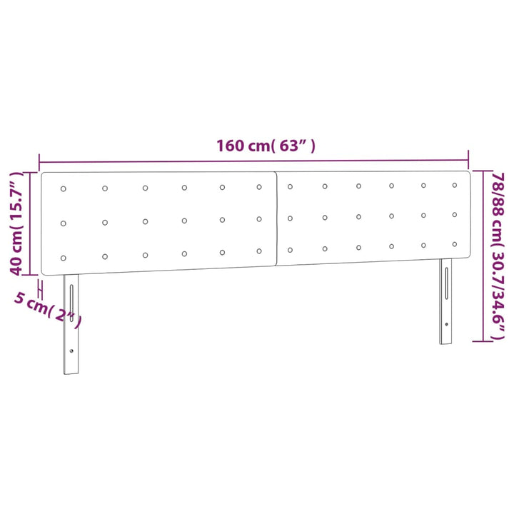 sengegavl med LED-lys 160x5x78/88 cm kunstlæder sort
