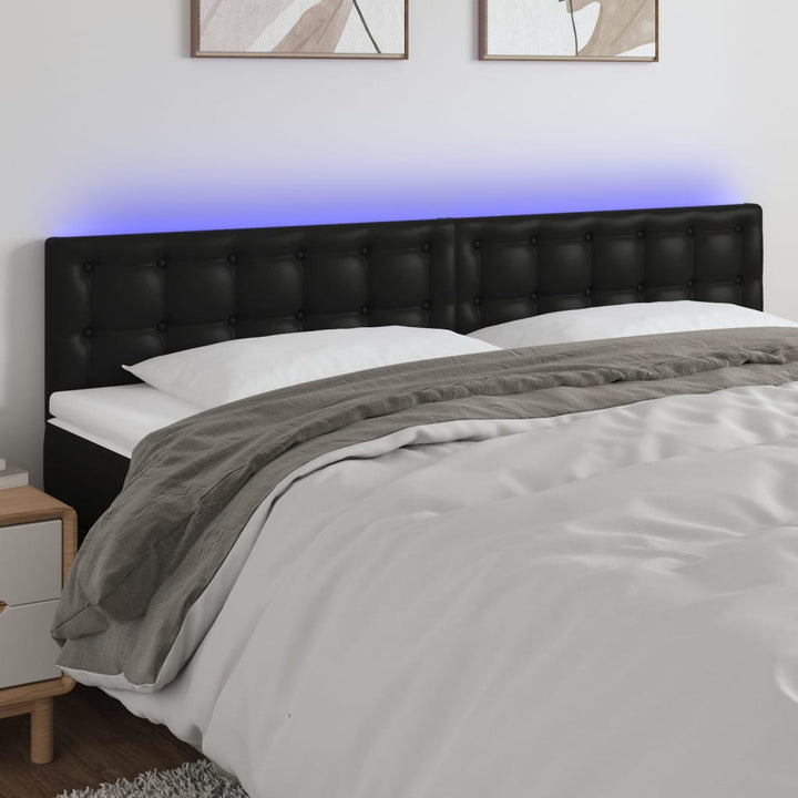 sengegavl med LED-lys 160x5x78/88 cm kunstlæder sort