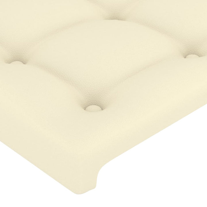 sengegavl med LED-lys 160x5x78/88 cm kunstlæder cremefarvet