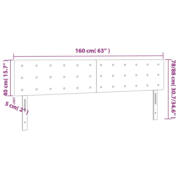 sengegavl med LED-lys 160x5x78/88cm kunstlæder cappuccinofarvet