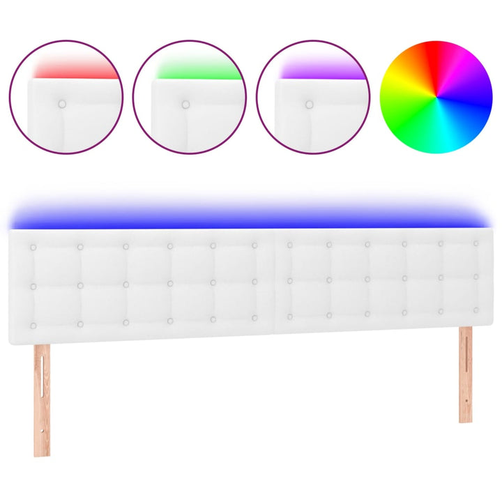 sengegavl med LED-lys 180x5x78/88 cm kunstlæder hvid