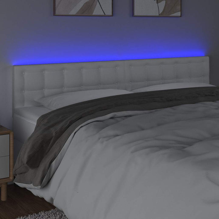 sengegavl med LED-lys 180x5x78/88 cm kunstlæder hvid