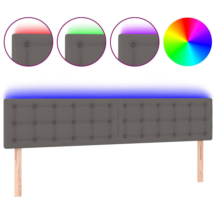 sengegavl med LED-lys 180x5x78/88 cm kunstlæder grå