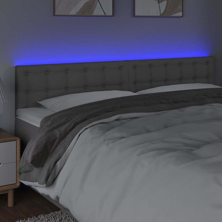 sengegavl med LED-lys 180x5x78/88 cm kunstlæder grå