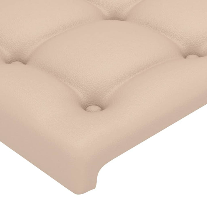 sengegavl med LED-lys 180x5x78/88cm kunstlæder cappuccinofarvet