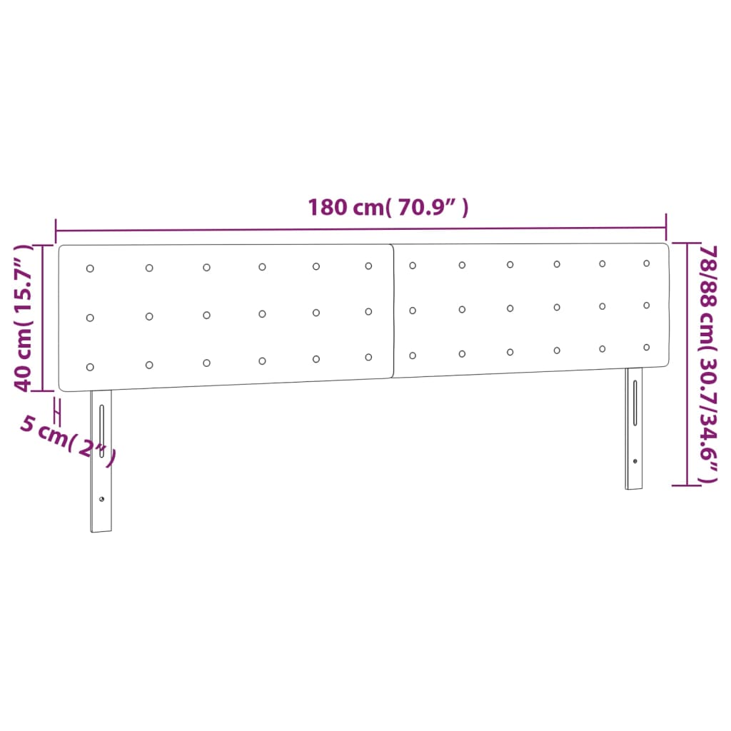 sengegavl med LED-lys 180x5x78/88cm kunstlæder cappuccinofarvet