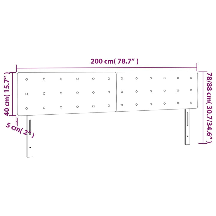 sengegavl med LED-lys 200x5x78/88 cm kunstlæder sort