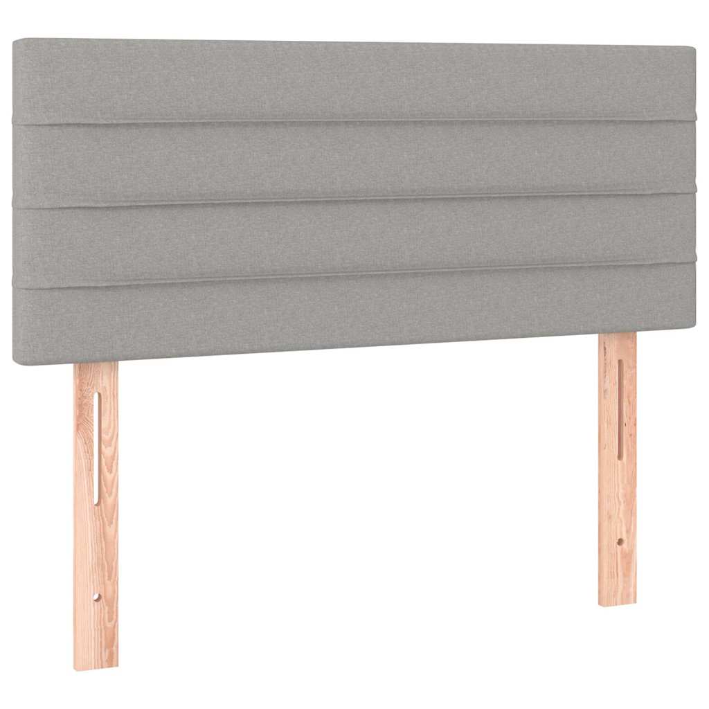 sengegavl med LED-lys 80x5x78/88 cm stof lysegrå