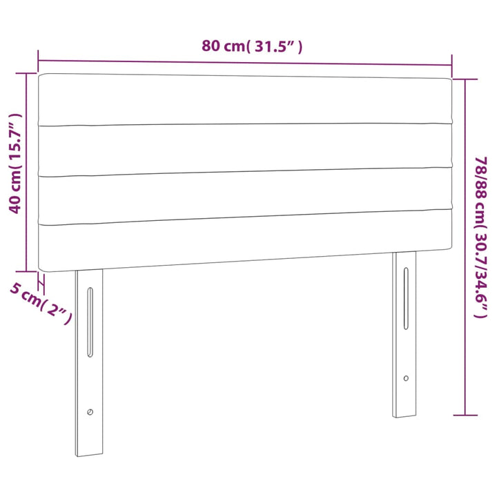sengegavl med LED-lys 80x5x78/88 cm stof mørkegrå