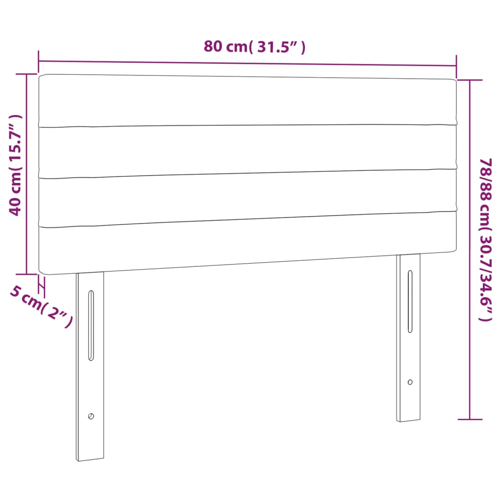 sengegavl med LED-lys 80x5x78/88 cm stof sort