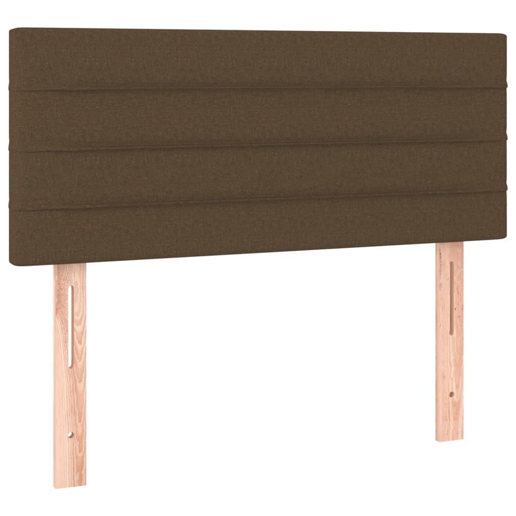 sengegavl med LED-lys 80x5x78/88 cm stof mørkebrun
