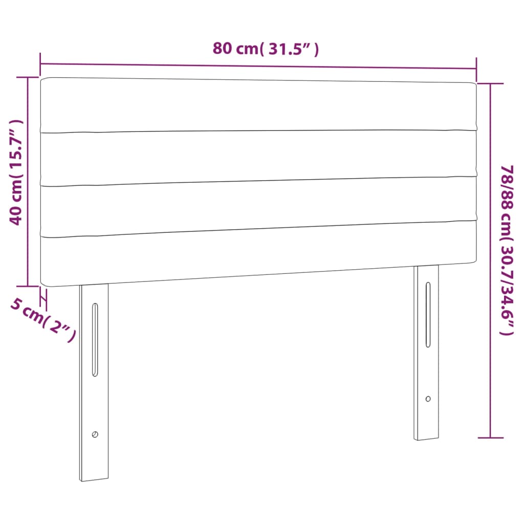 sengegavl med LED-lys 80x5x78/88 cm stof mørkebrun