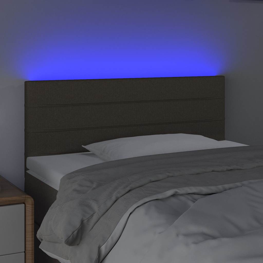 sengegavl med LED-lys 80x5x78/88 cm stof gråbrun