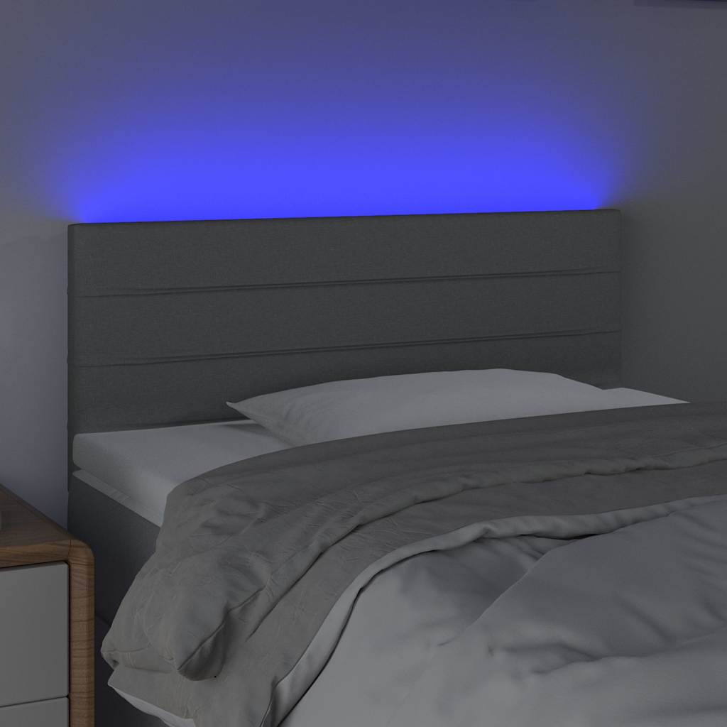 sengegavl med LED-lys 90x5x78/88 cm stof lysegrå