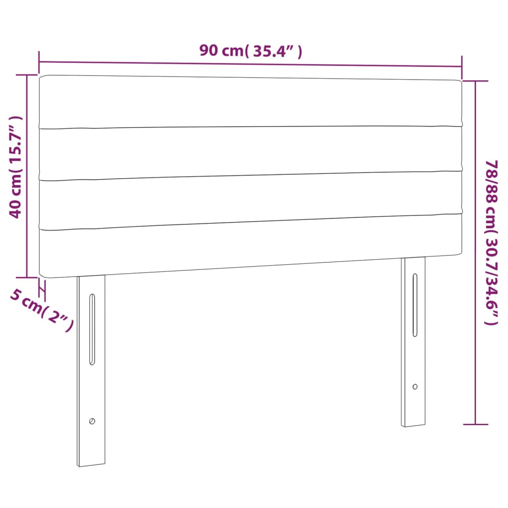 sengegavl med LED-lys 90x5x78/88 cm stof sort