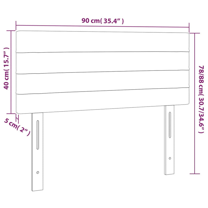 sengegavl med LED-lys 90x5x78/88 cm stof blå