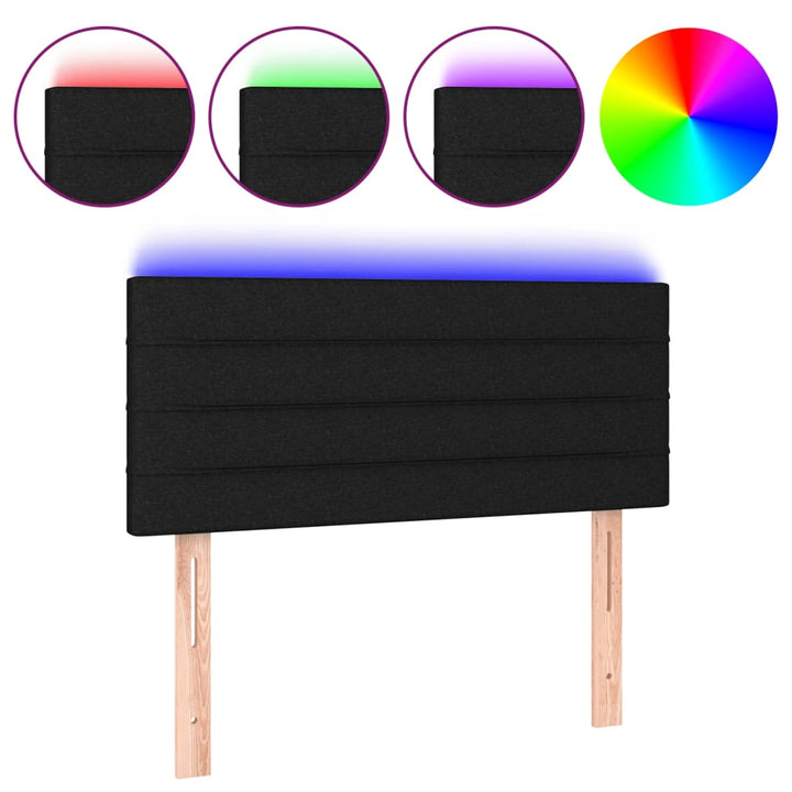 sengegavl med LED-lys 100x5x78/88 cm stof sort
