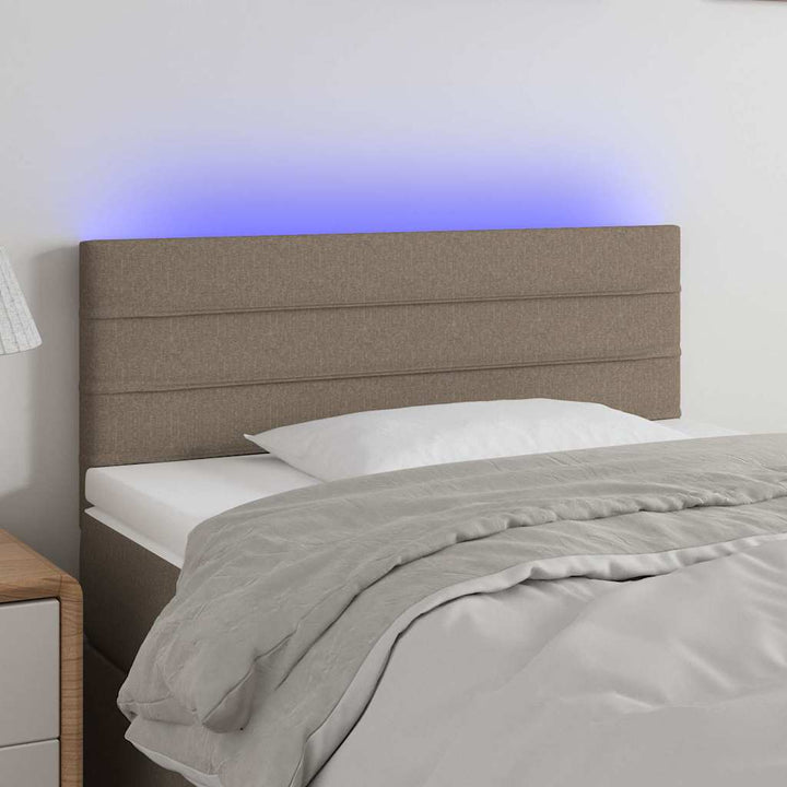 sengegavl med LED-lys 100x5x78/88 cm stof gråbrun
