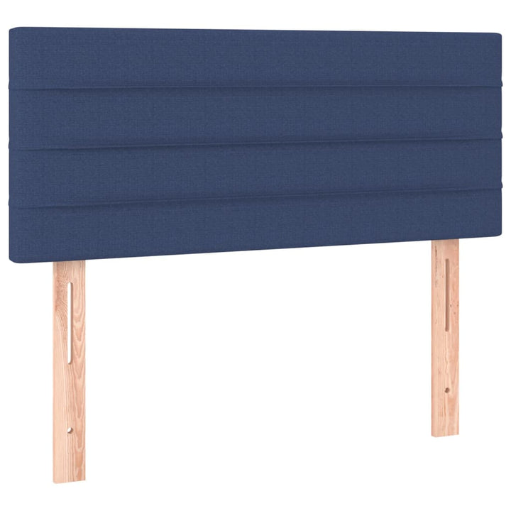 sengegavl med LED-lys 100x5x78/88 cm stof blå