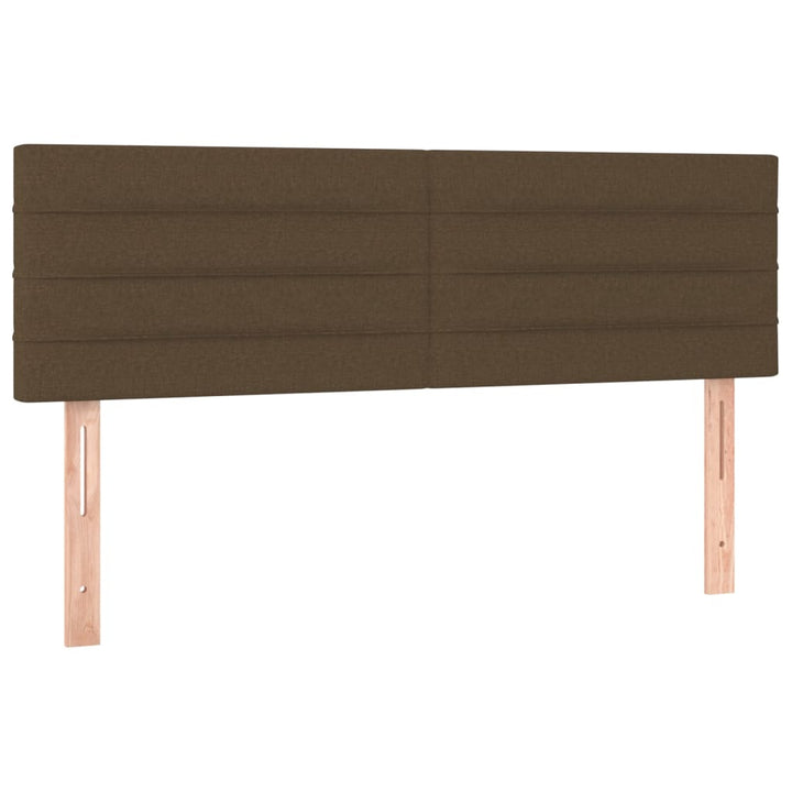 sengegavl med LED-lys 144x5x78/88 cm stof mørkebrun