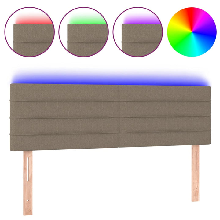 sengegavl med LED-lys 144x5x78/88 cm stof gråbrun