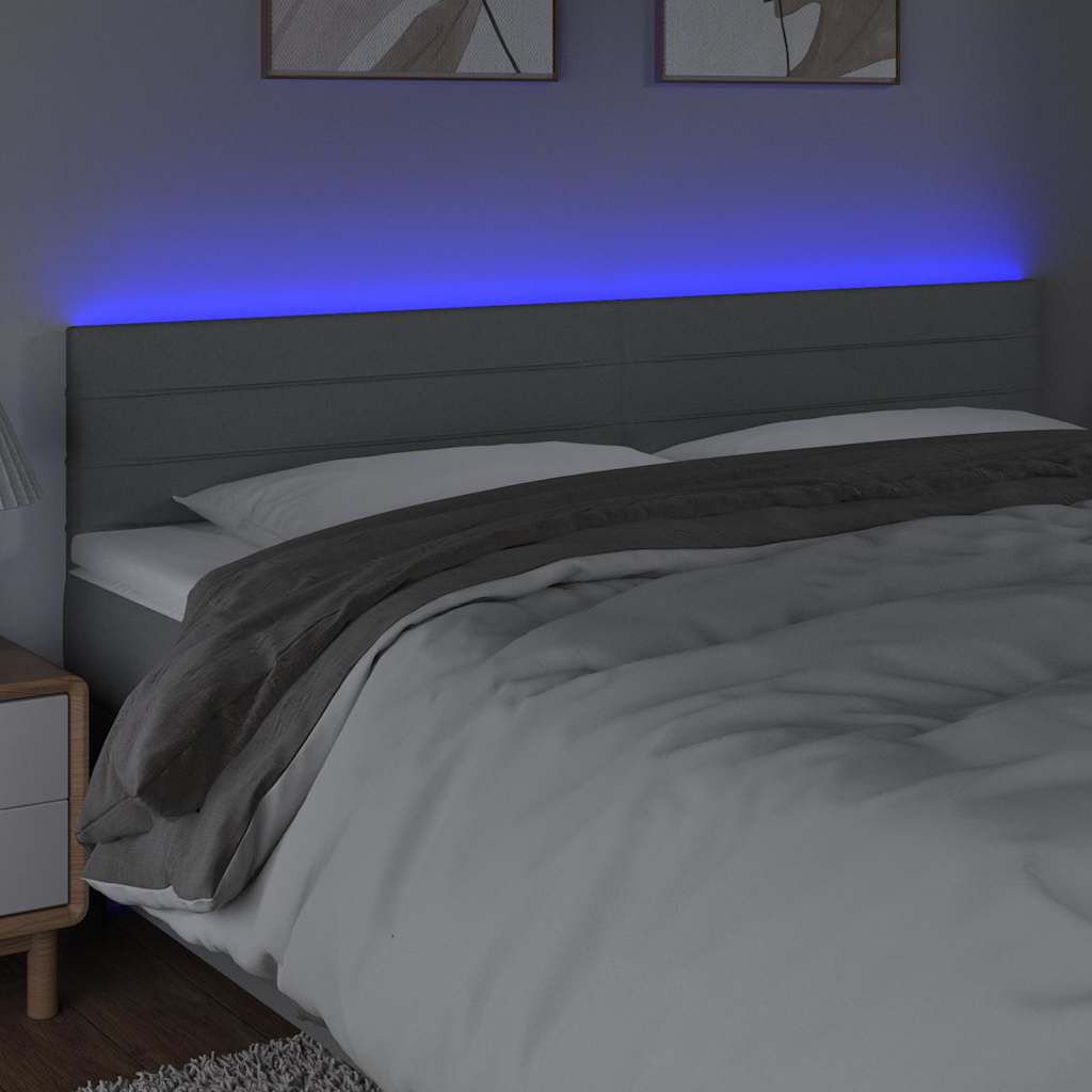 sengegavl med LED-lys 160x5x78/88 cm stof lysegrå