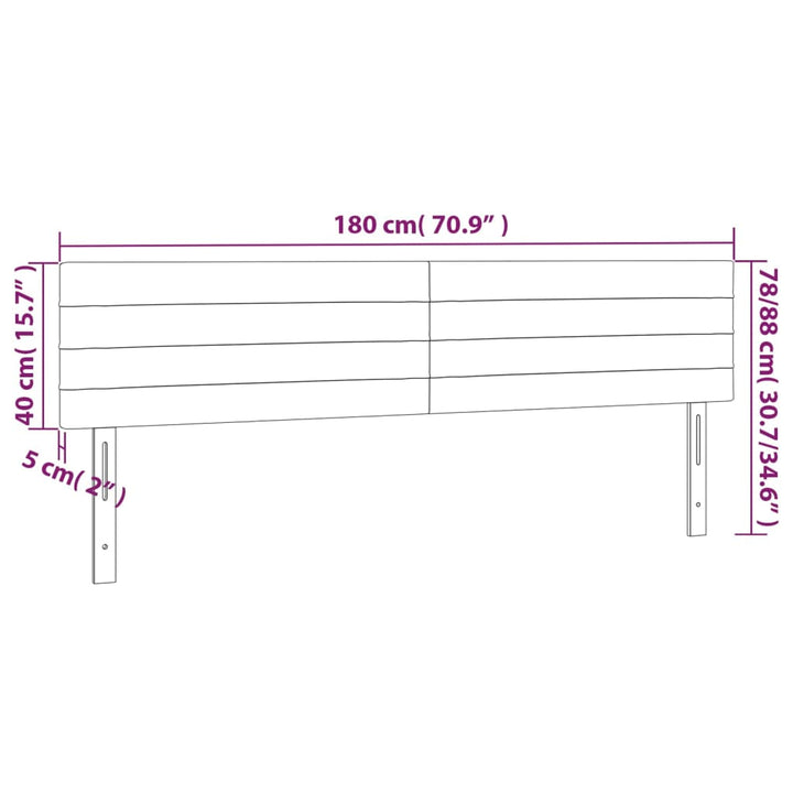 sengegavl med LED-lys 180x5x78/88 cm stof gråbrun
