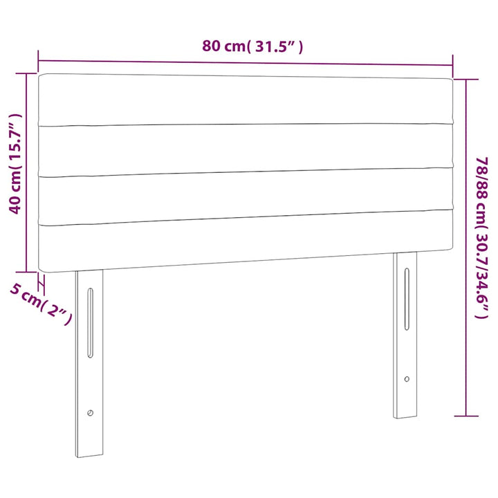 sengegavl med LED-lys 80x5x78/88 cm velour mørkegrøn