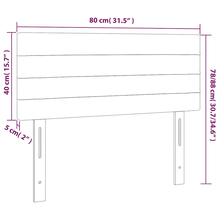 sengegavl med LED-lys 80x5x78/88 cm velour mørkeblå