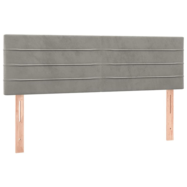 sengegavl med LED-lys 144x5x78/88 cm fløjl lysegrå