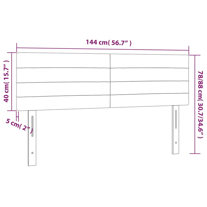sengegavl med LED-lys 144x5x78/88 cm fløjl sort