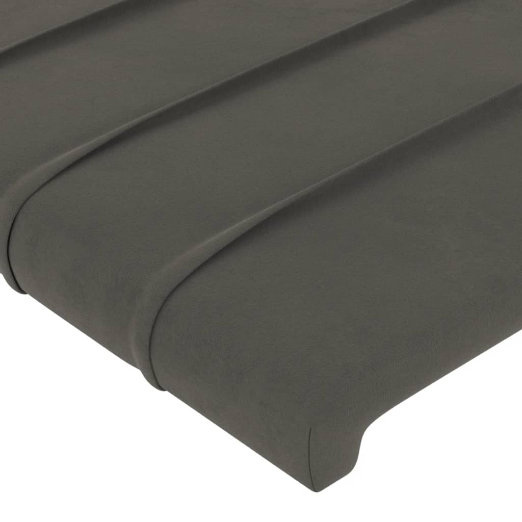 sengegavl med LED-lys 160x5x78/88 cm velour mørkegrå