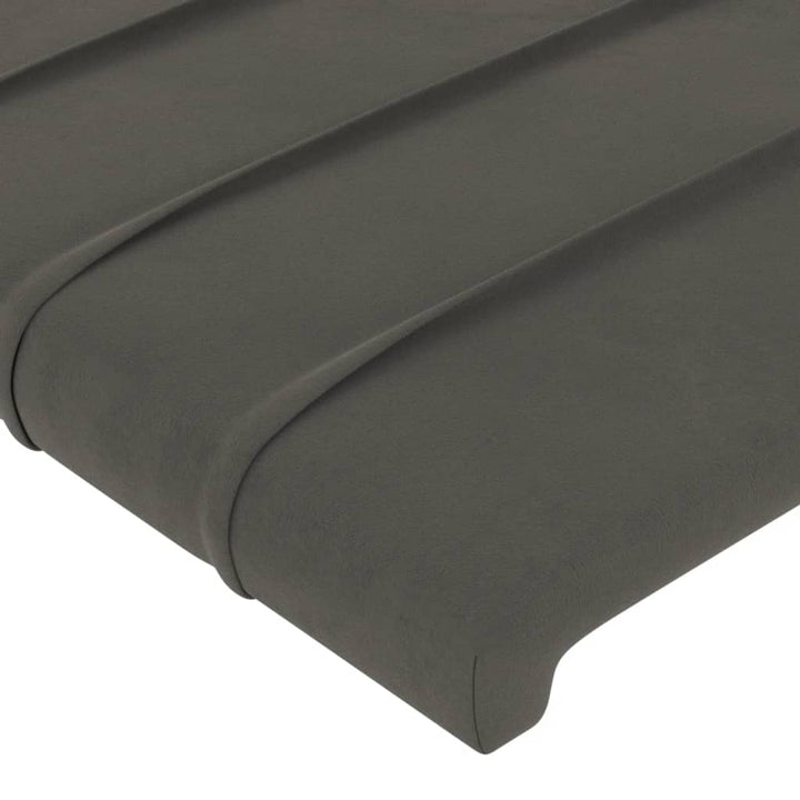 sengegavl med LED-lys 160x5x78/88 cm velour mørkegrå
