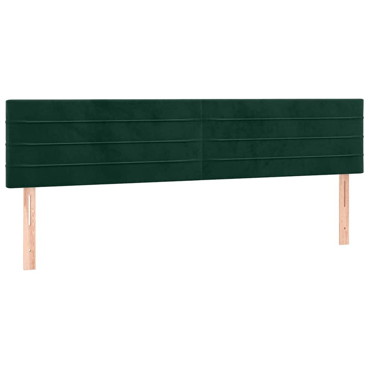 sengegavl med LED-lys 200x5x78/88 cm fløjl mørkegrøn