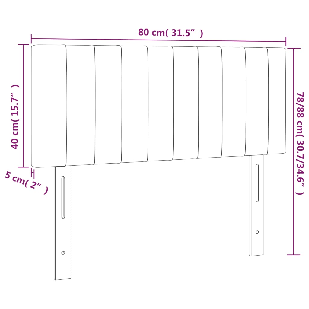sengegavl med LED-lys 80x5x78/88 cm stof gråbrun