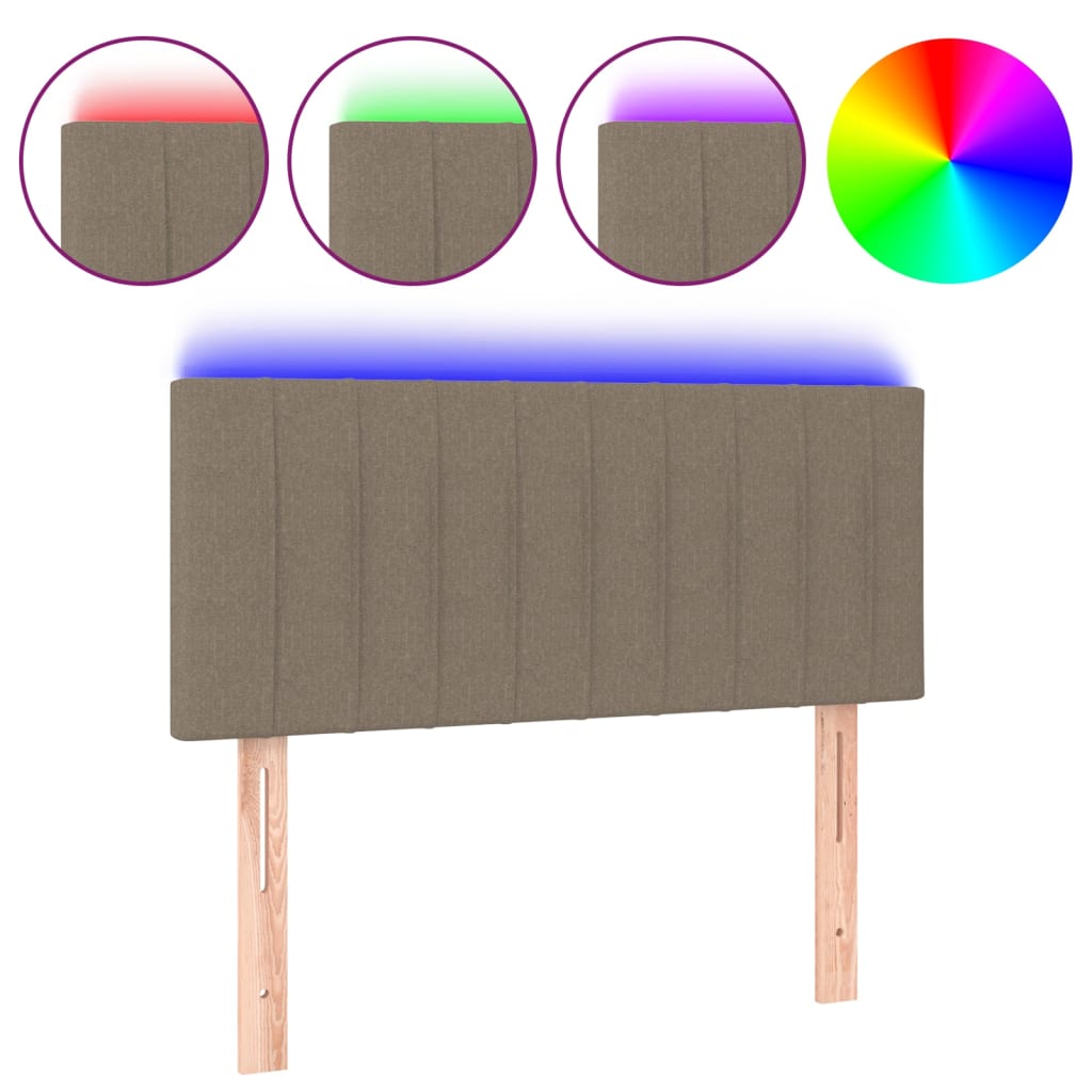 sengegavl med LED-lys 90x5x78/88 cm stof gråbrun