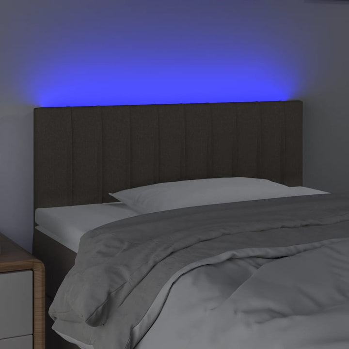 sengegavl med LED-lys 90x5x78/88 cm stof gråbrun