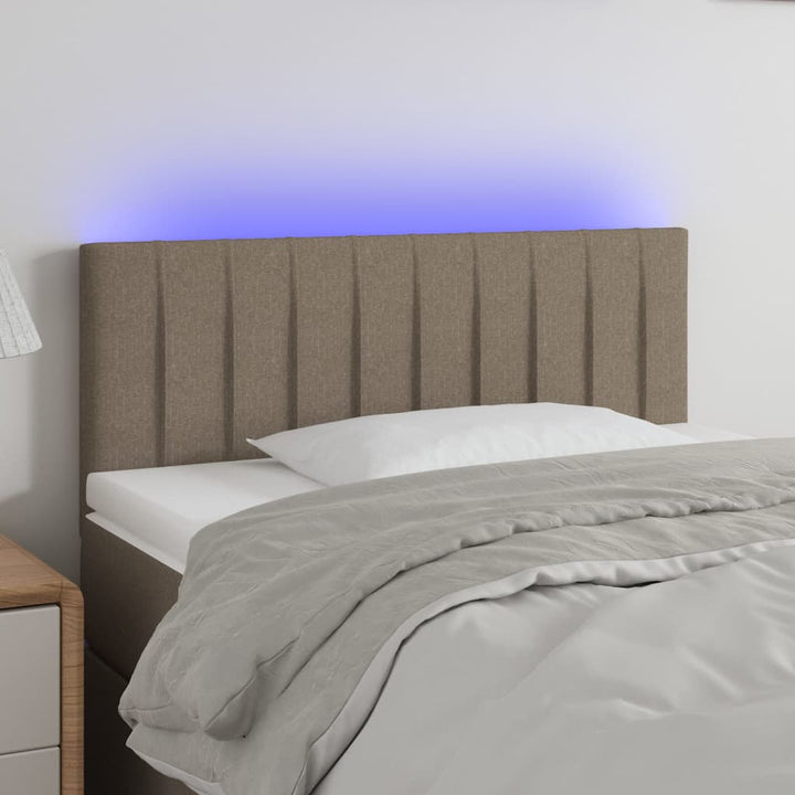 sengegavl med LED-lys 90x5x78/88 cm stof gråbrun
