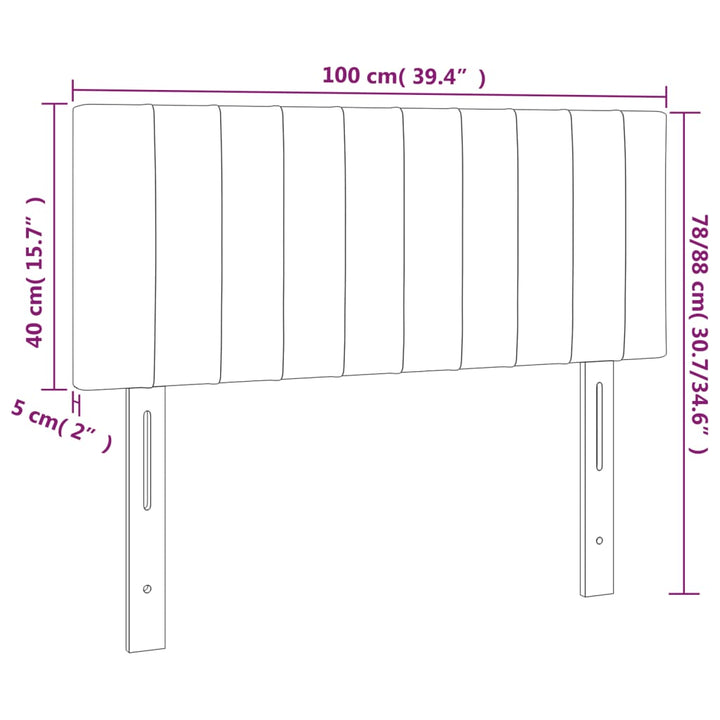 sengegavl med LED-lys 100x5x78/88 cm stof sort