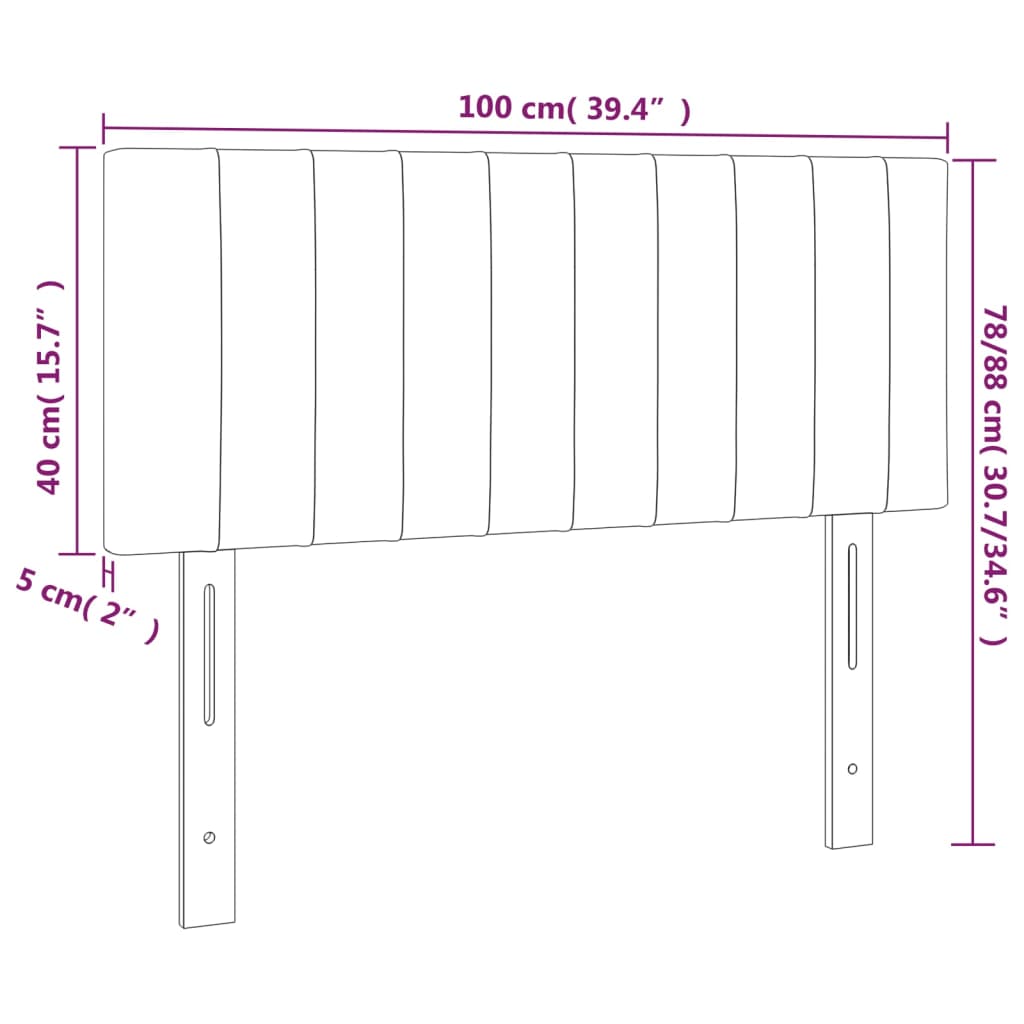 sengegavl med LED-lys 100x5x78/88 cm stof gråbrun