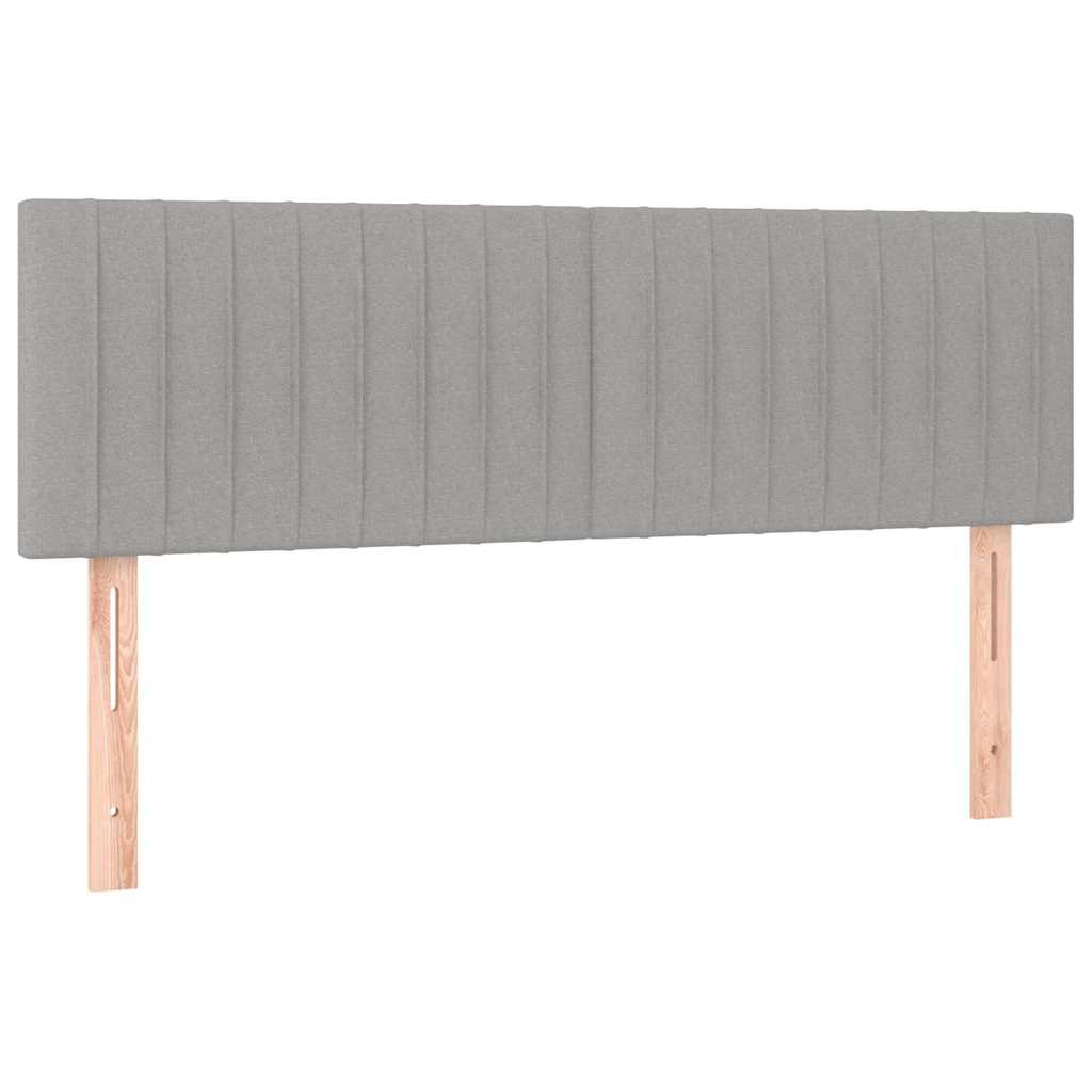 sengegavl med LED-lys 144x5x78/88 cm stof lysegrå