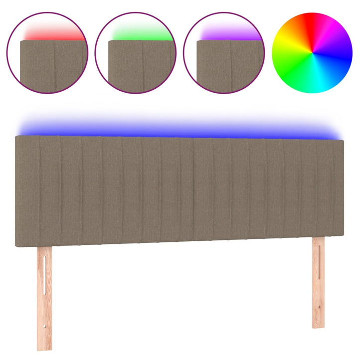 sengegavl med LED-lys 144x5x78/88 cm stof gråbrun