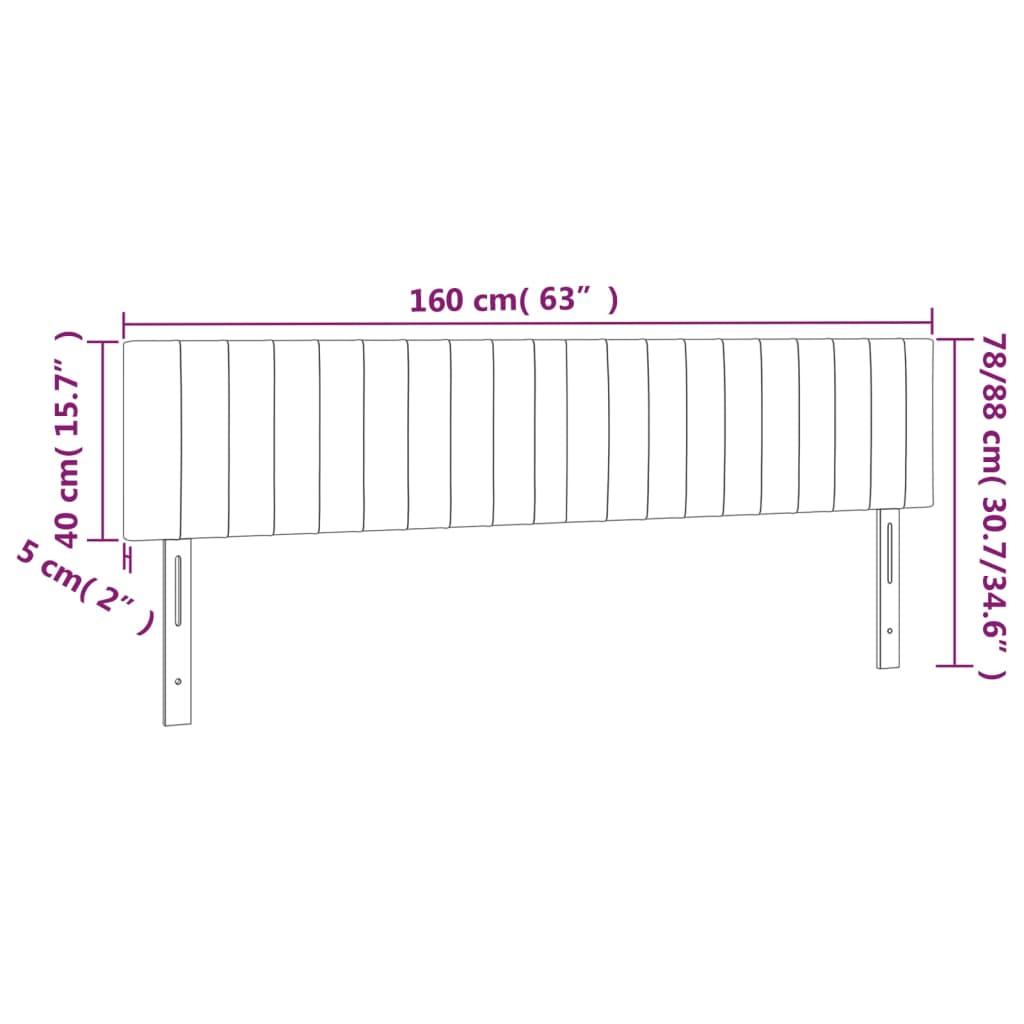 sengegavl med LED-lys 160x5x78/88 cm stof mørkebrun
