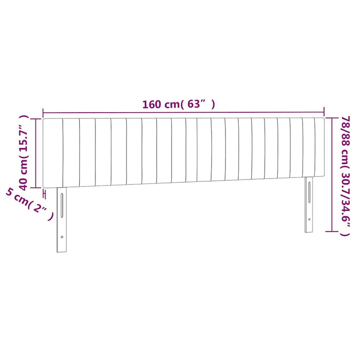 sengegavl med LED-lys 160x5x78/88 cm stof cremefarvet