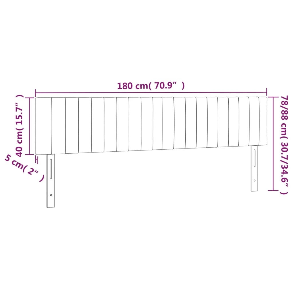 sengegavl med LED-lys 180x5x78/88 cm stof mørkegrå